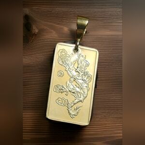 Vintage - Dragon Pendant - 28x11mm - Unisex Jewelery - 925 Sterling Silver